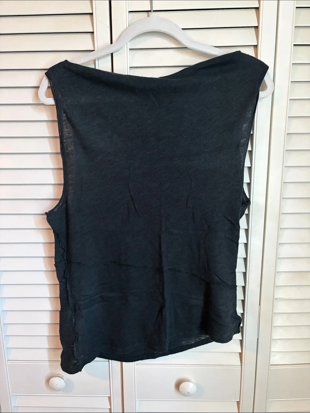 Free People Large Black Dark Gray Asymmetrical Sleeveless Top We The Free